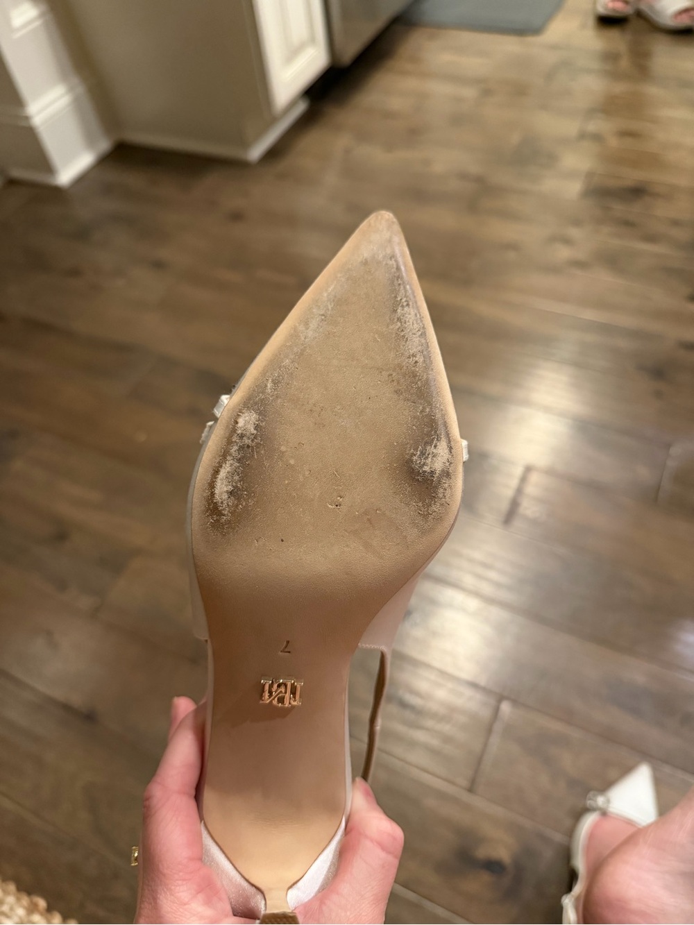 Badgley Mischka ANNMARIE - JEWELLED SLINGBACK POINTED TOE STILETTO PUMPS - WHITE - Picture 7 of 8